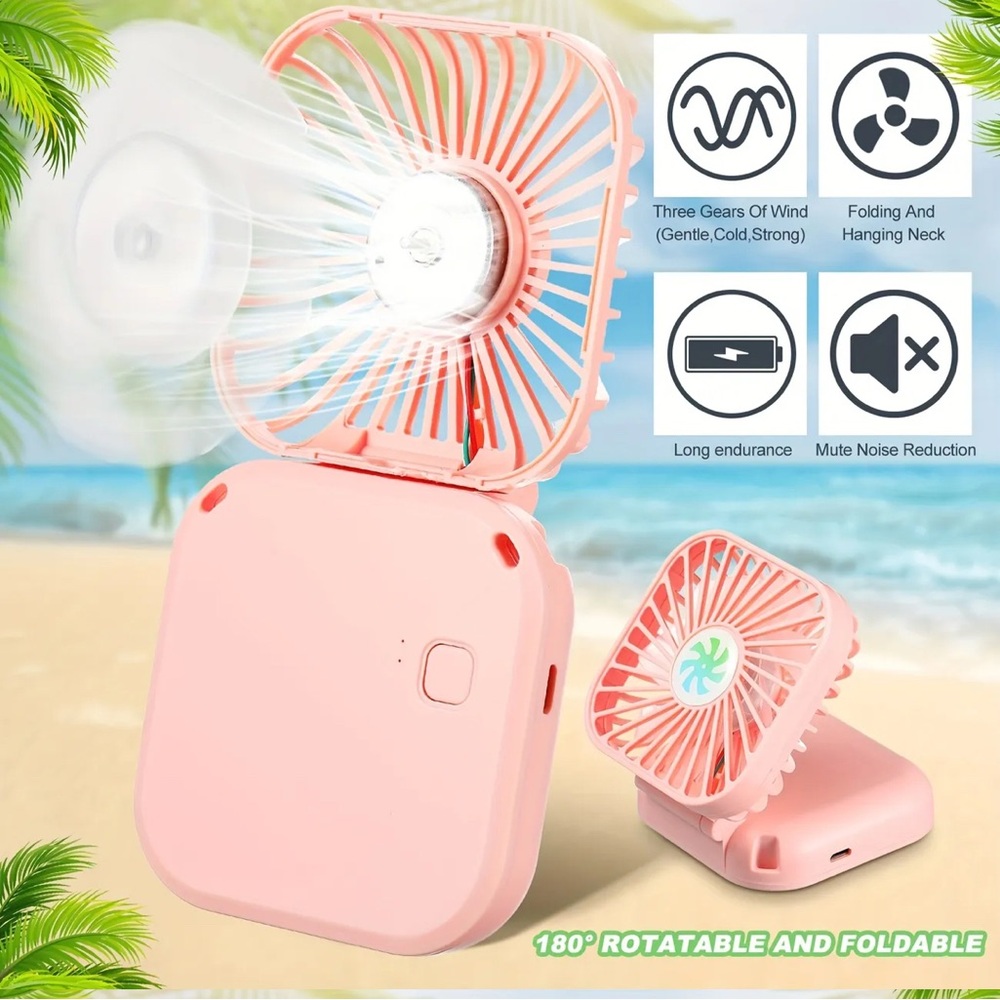 Summer Personal Portable Hanging Mini Handheld Fan USB Chargable - Picture 3 of 5